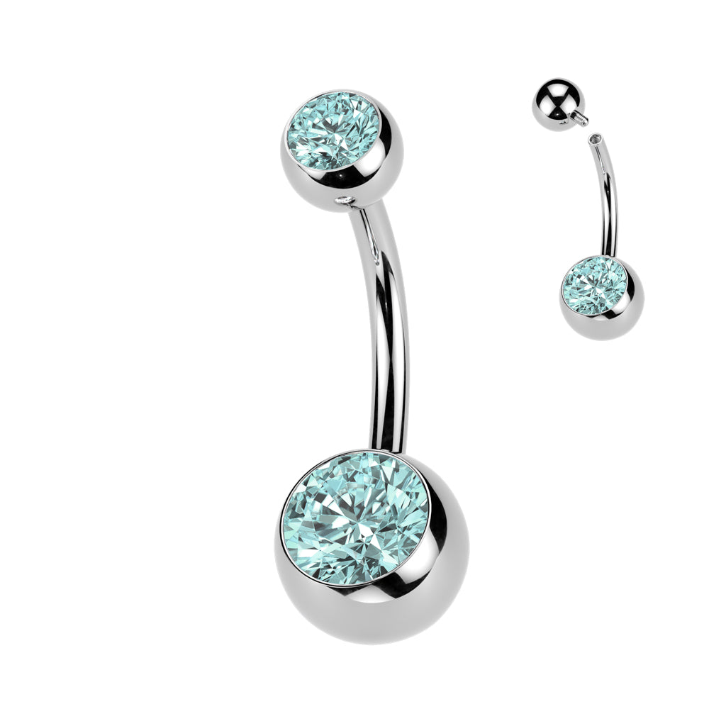Premium G23 Titanium Crystal Navel Barbell 14g