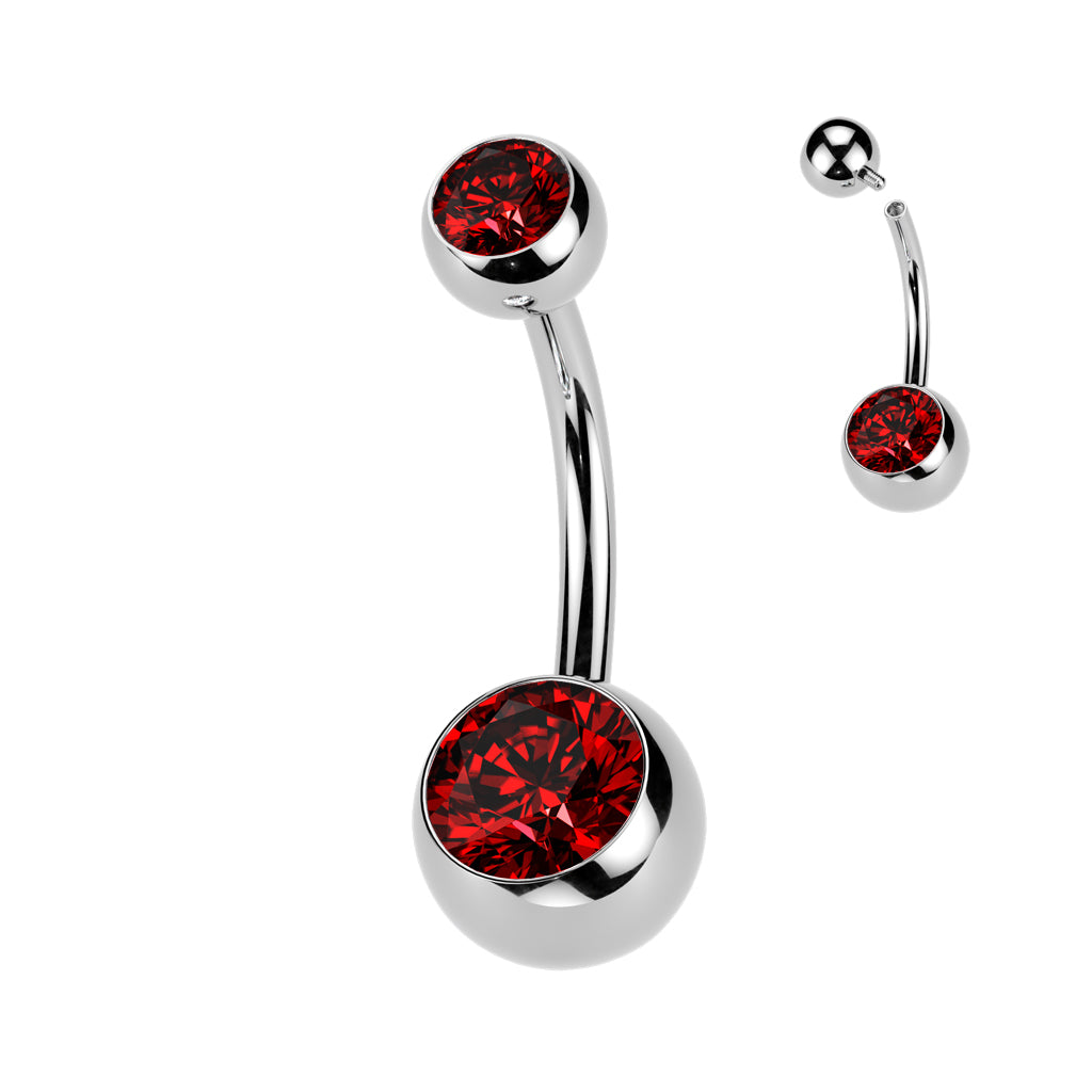 Premium G23 Titanium Crystal Navel Barbell 14g