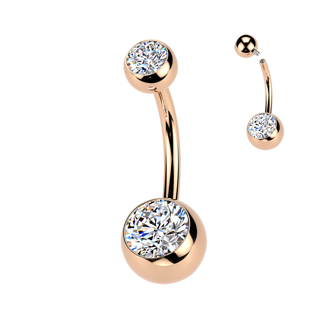 Premium G23 Titanium Crystal Navel Barbell 14g