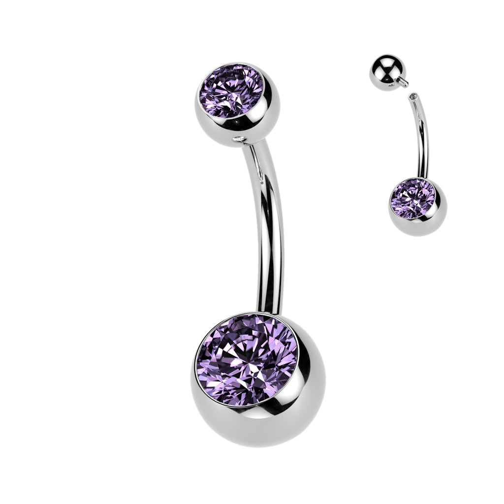 Premium G23 Titanium Crystal Navel Barbell 14g