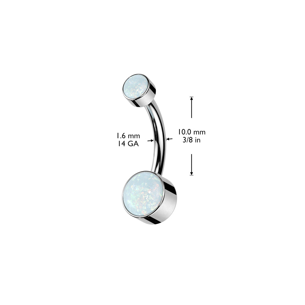 PREMIUM Titanium Bezel-Set Opal Navel Barbell 14g