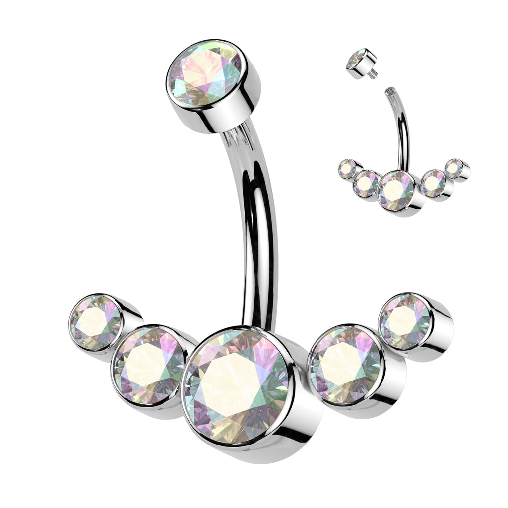Premium G23 Titanium Crystal Rim Navel Barbell 14g