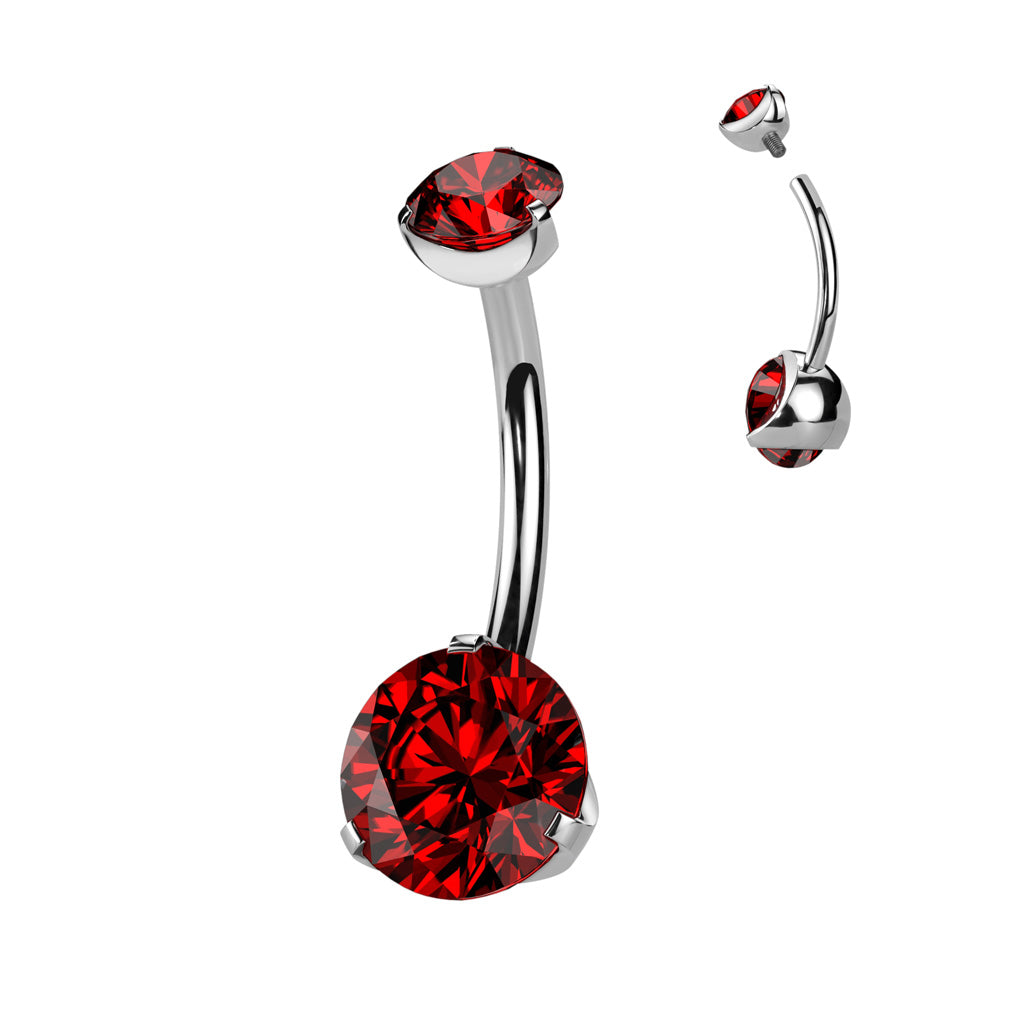 PREMIUM Titanium Round Claw-Set Crystal Navel Barbell 14g