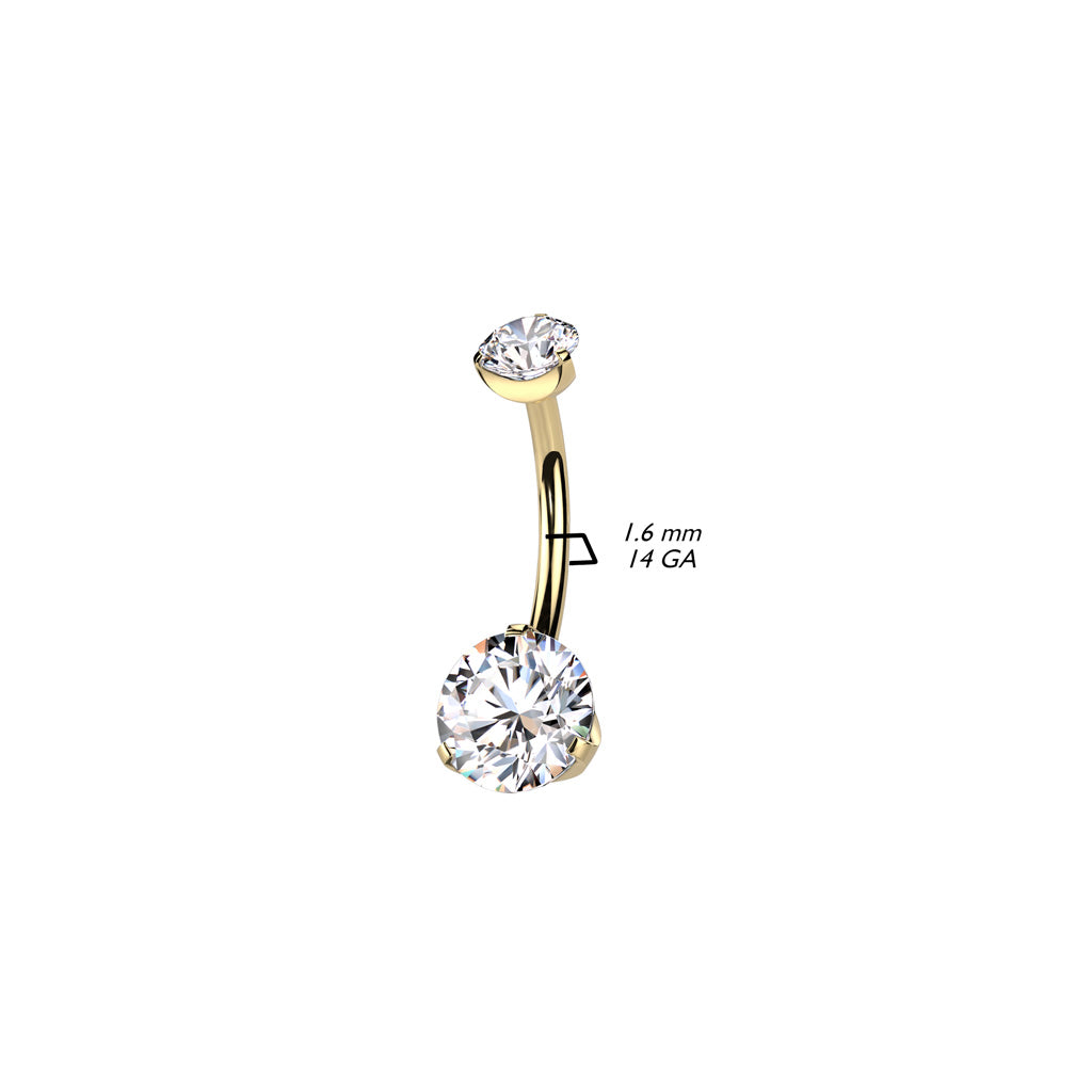 PREMIUM Titanium Round Claw-Set Crystal Navel Barbell 14g