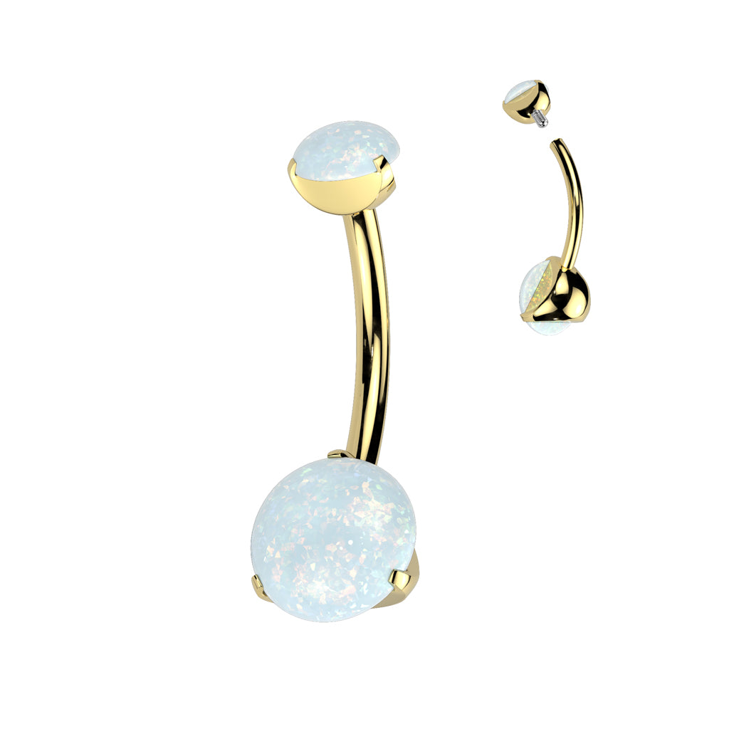Premium G23 Titanium Claw-set Opal Navel Barbell 14g