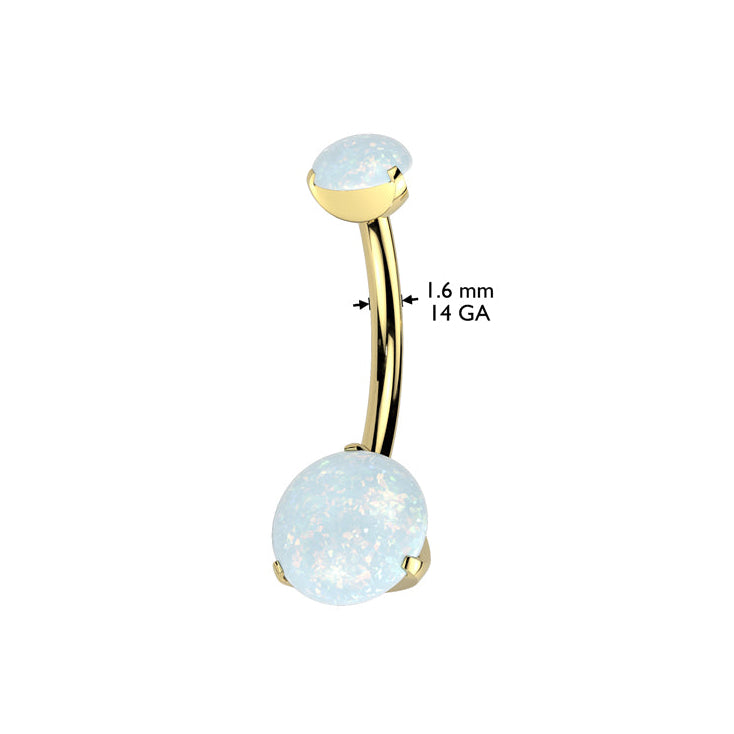 Premium G23 Titanium Claw-Set Round Opal Internally Threaded Belly Ring 14g