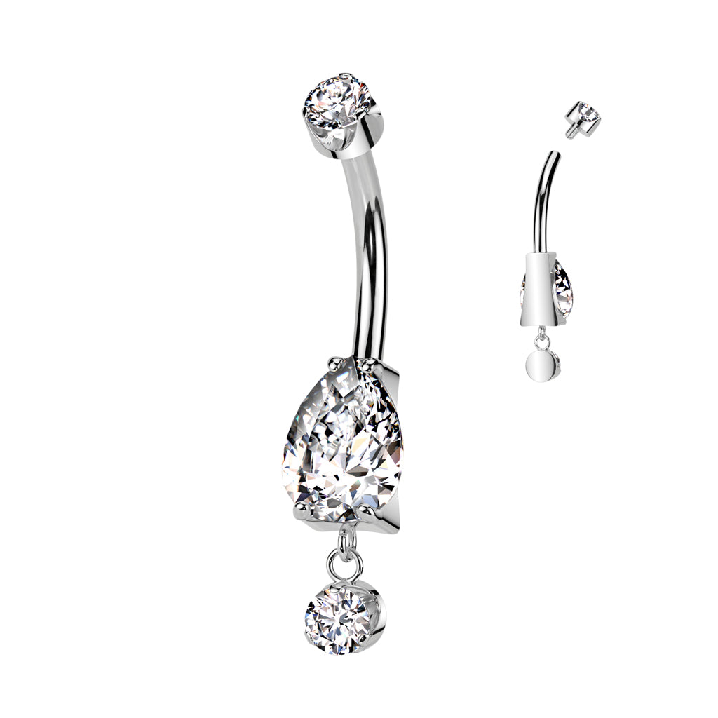 PREMIUM Titanium Tear Drop Chain Navel Dangle 14g