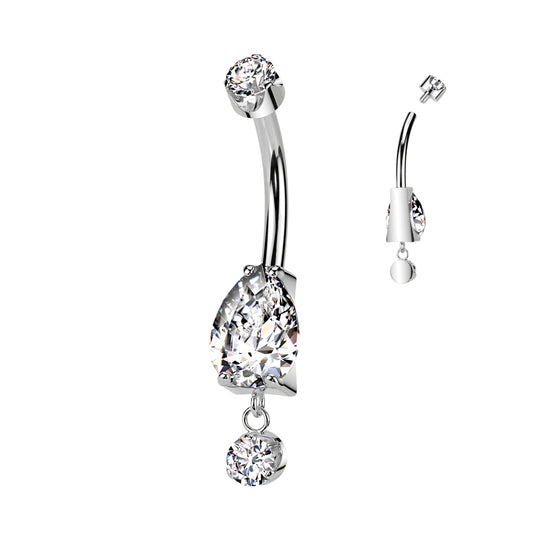 Premium G23 Titanium Tear Drop Chain Navel Dangle 14g