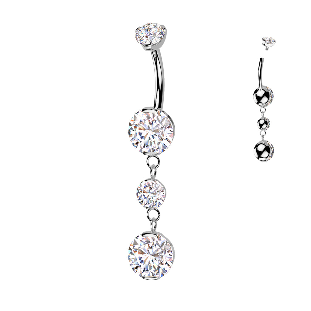 Triple Jewel Navel Dangle 14g