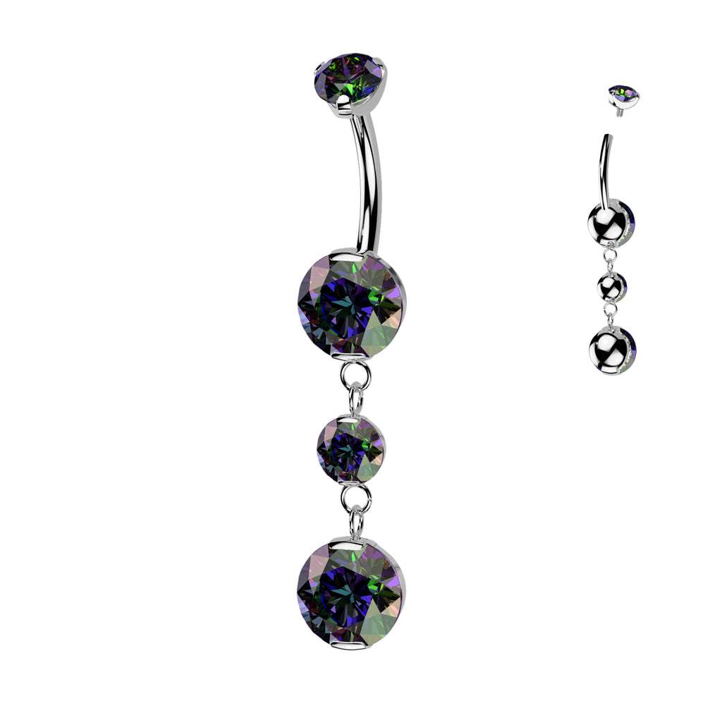 Triple Jewel Navel Dangle 14g