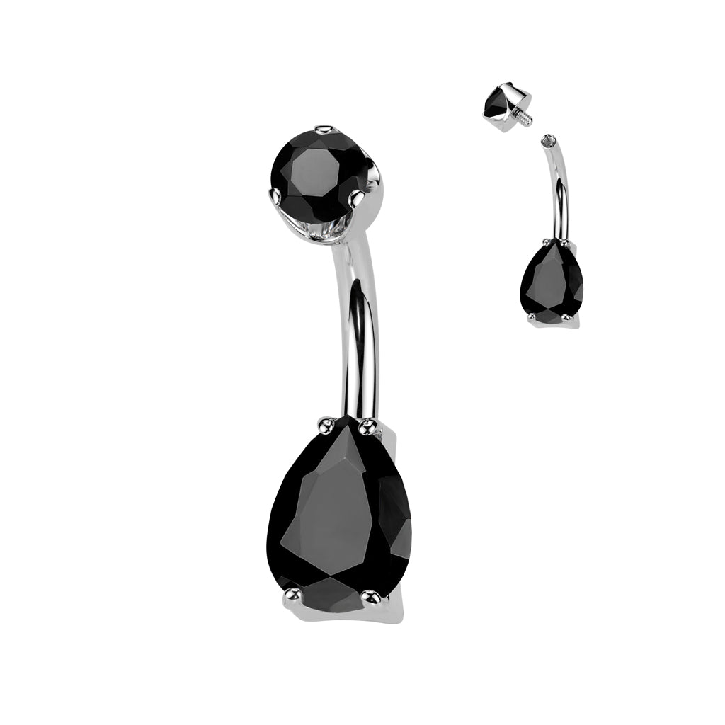 Premium G23 Titanium Crystal Tear Drop Navel Barbell 14g