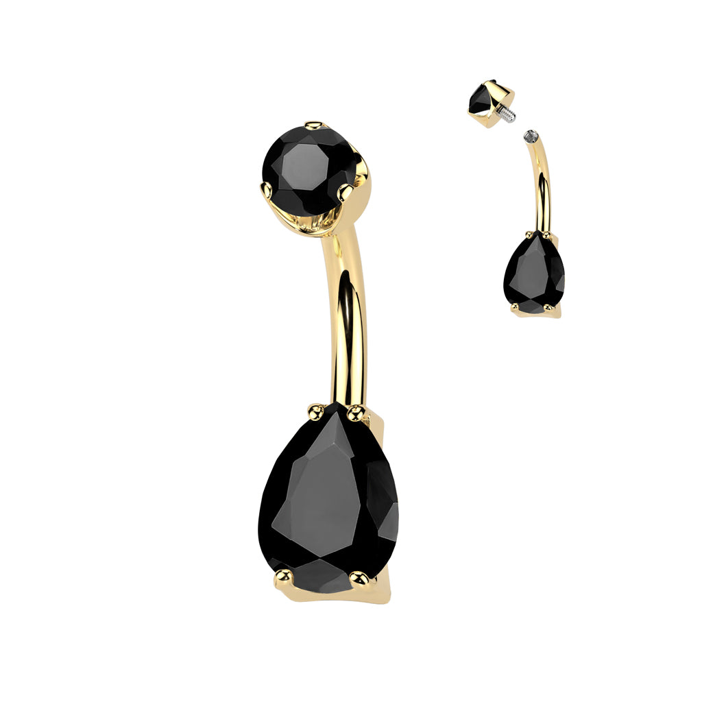 Premium G23 Titanium Crystal Tear Drop Navel Barbell 14g