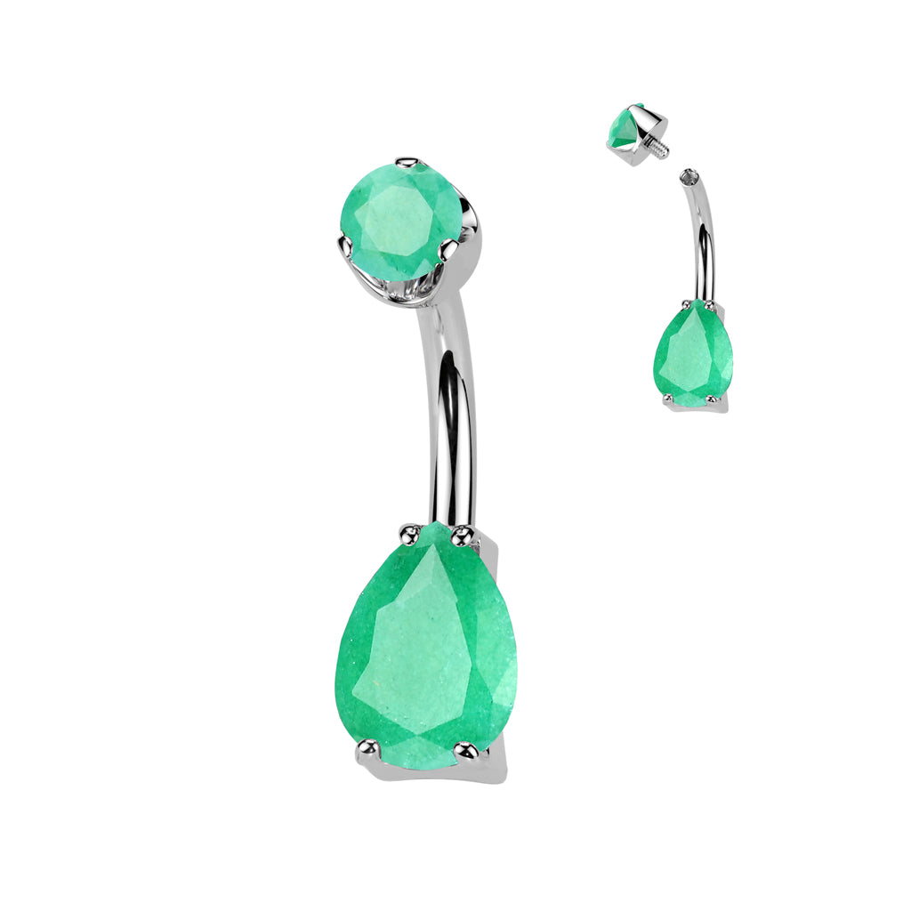 Premium G23 Titanium Crystal Tear Drop Navel Barbell 14g