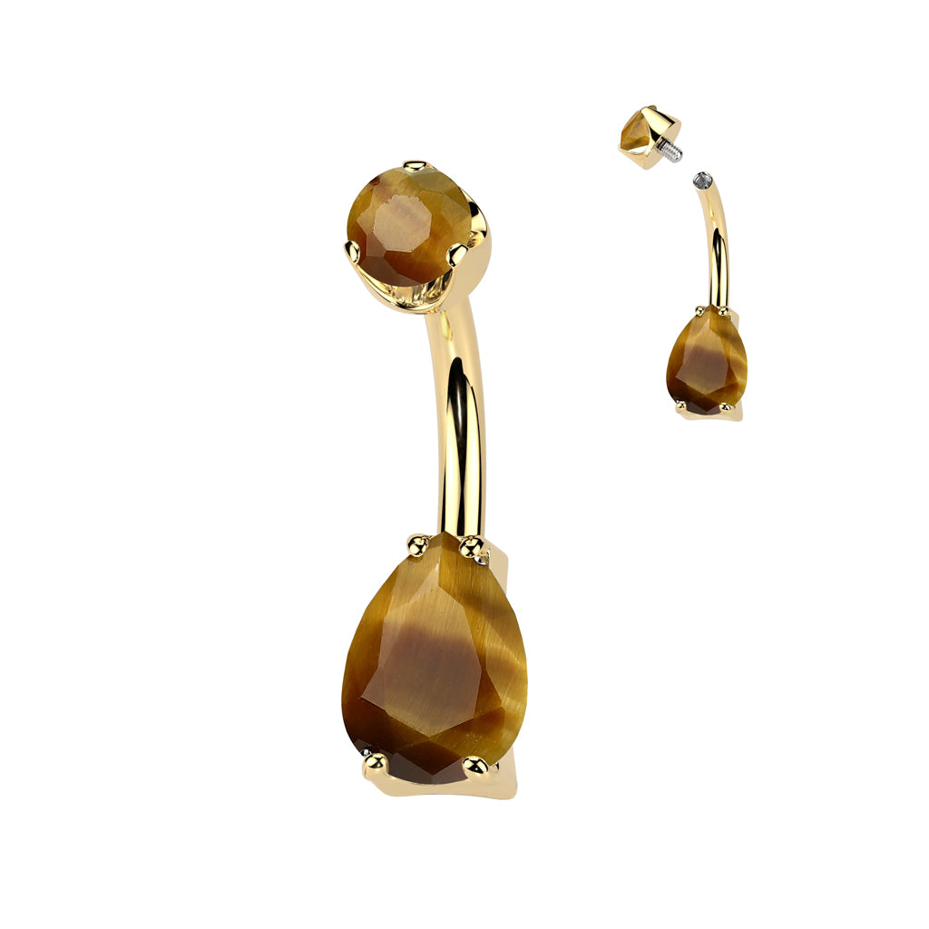 Premium G23 Titanium Crystal Tear Drop Navel Barbell 14g