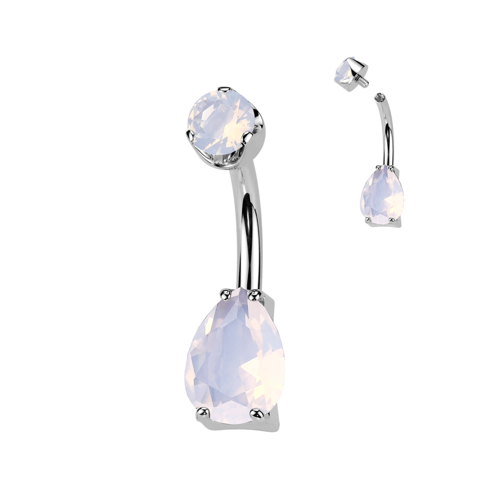 Premium G23 Titanium Crystal Tear Drop Navel Barbell 14g
