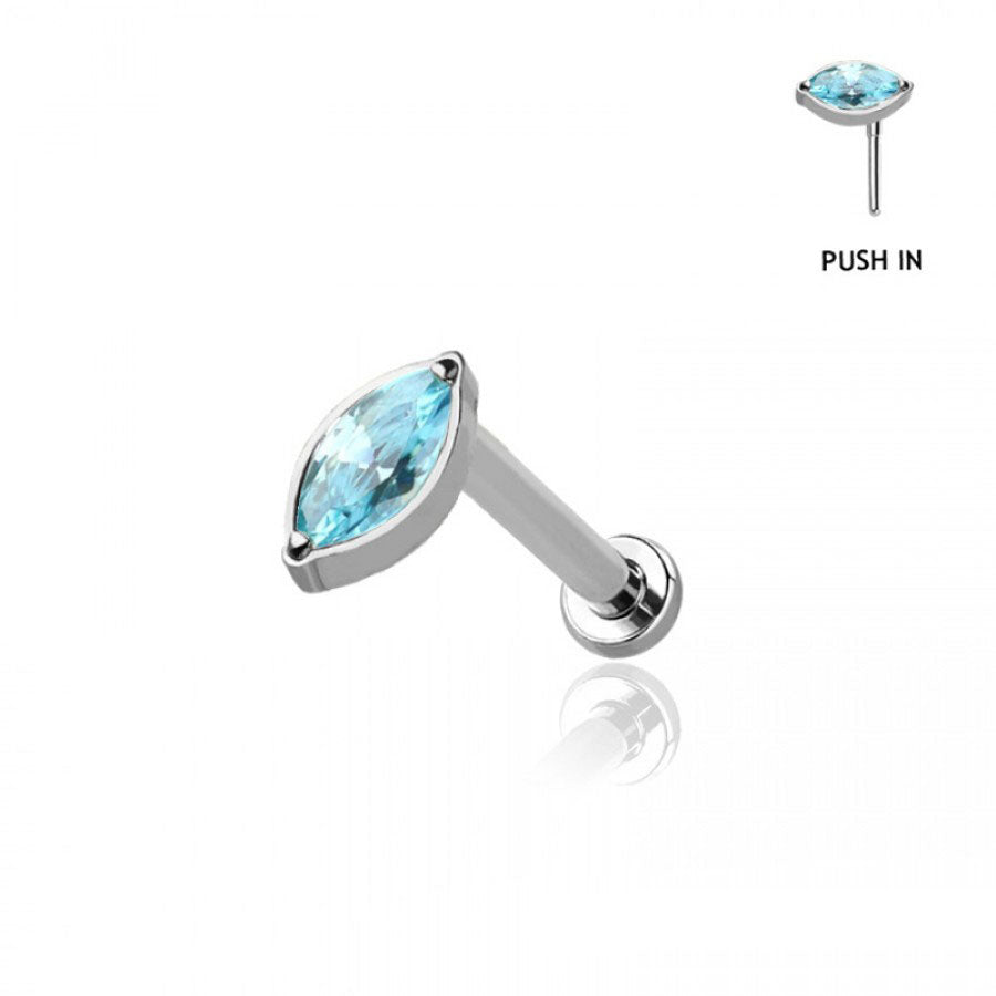 Premium G23 Titanium Marquise Offset Threadless Flat Back