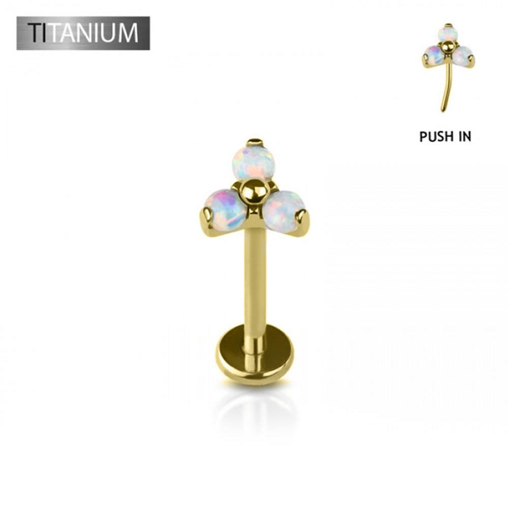 Premium G23 Titanium Claw-Set Tri-Petal Flower Threadless Flat Back 16g