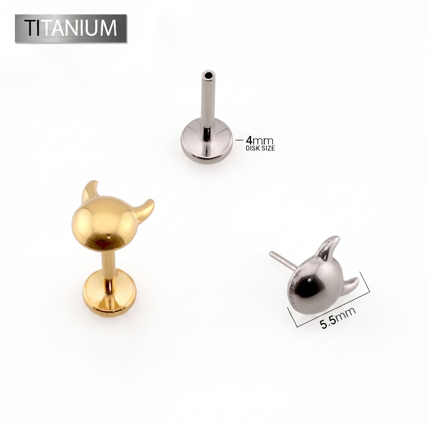 Premium G23 Titanium Mini Devil Threadless Flat Back 18g