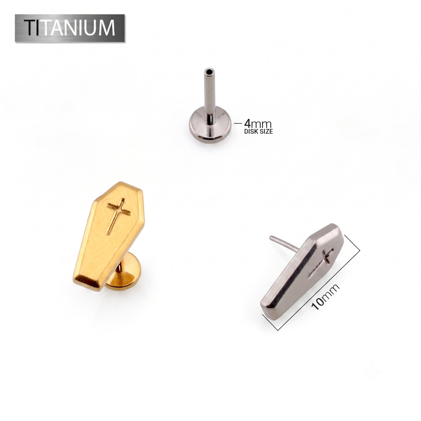 Premium G23 Titanium Coffin Threadless Flat Back 18g