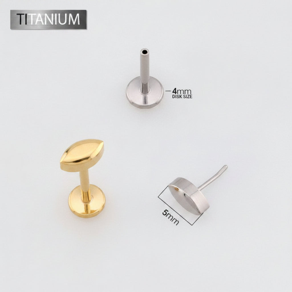 Premium G23 Titanium Marquise Point Threadless Flat Back