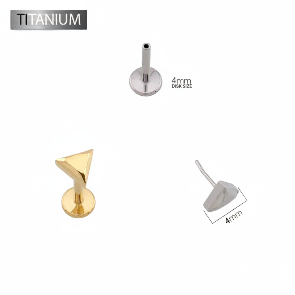Premium G23 Titanium Solid Triangle Threadless Flat Back