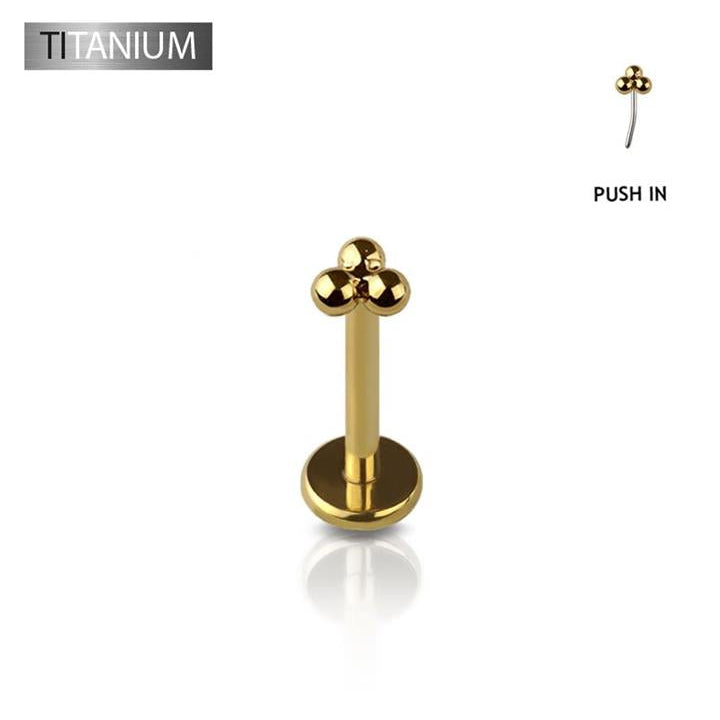 Premium G23 Titanium Fancy Trinity Dotwork Threadless Flat Back