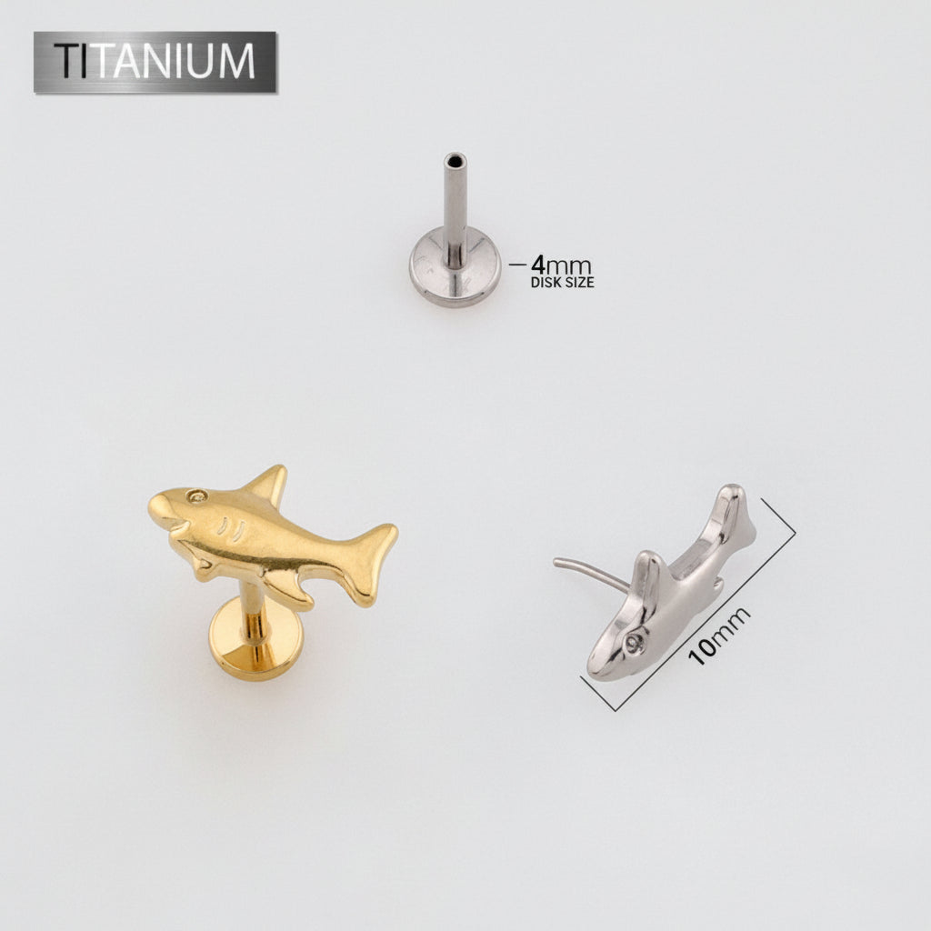 Premium G23 Titanium Shark Threadless Flat Back