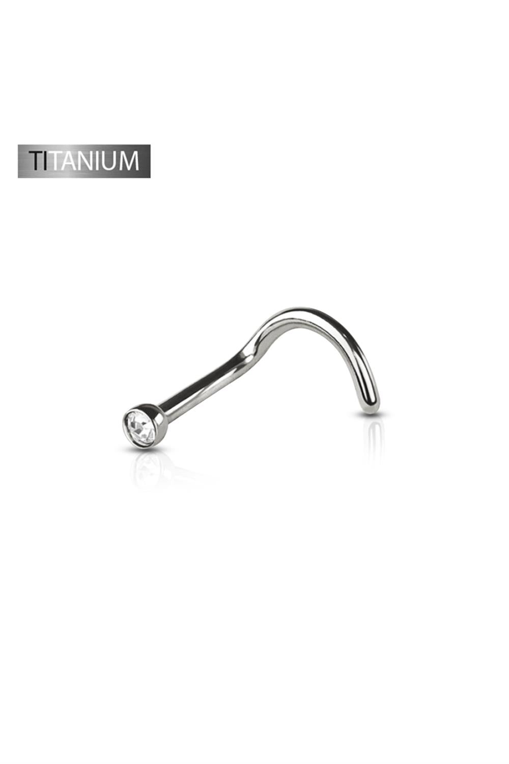 Premium G23 Titanium Bezel-Set Crystal Nose Screw