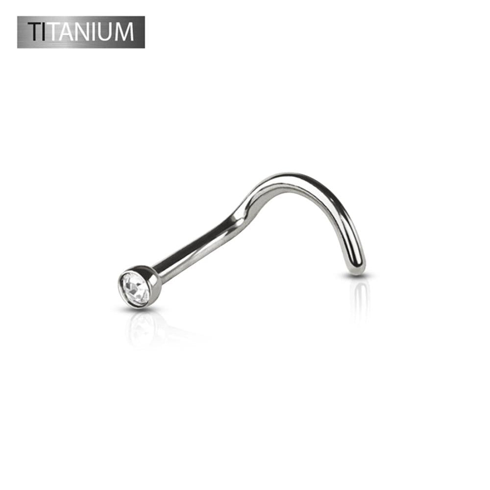 Premium G23 Titanium Bezel-Set Crystal Nose Screw 20g - 18g