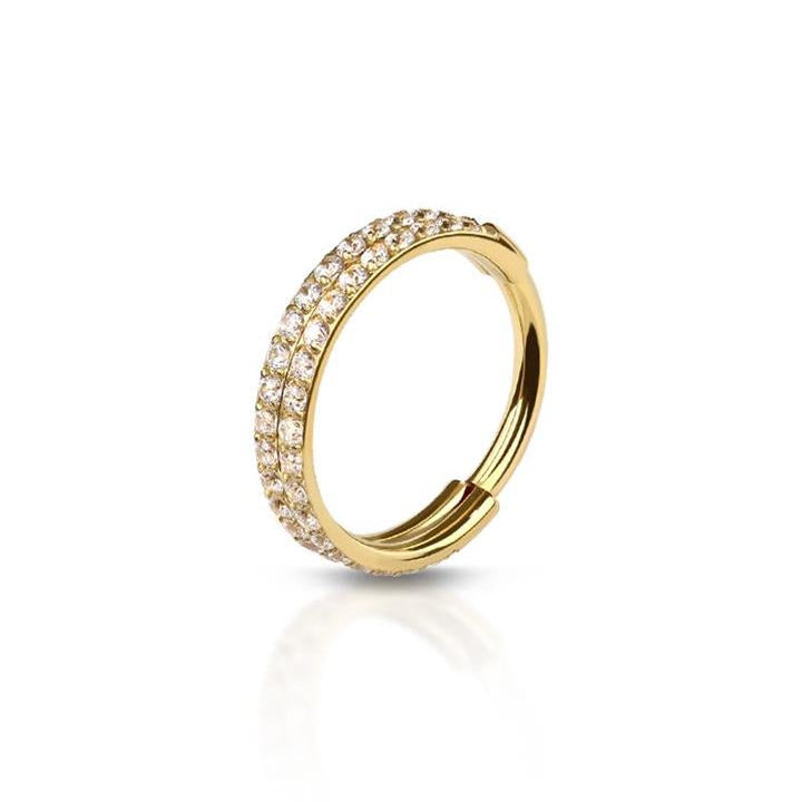 Premium Surgical Steel Double Row Pavé Crystal Hinged Segment Ring 16g