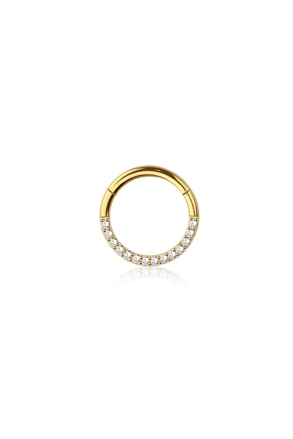 Premium Surgical Steel Side-Set Pavé-Set Crystal Edge Hinged Segment Ring 16g