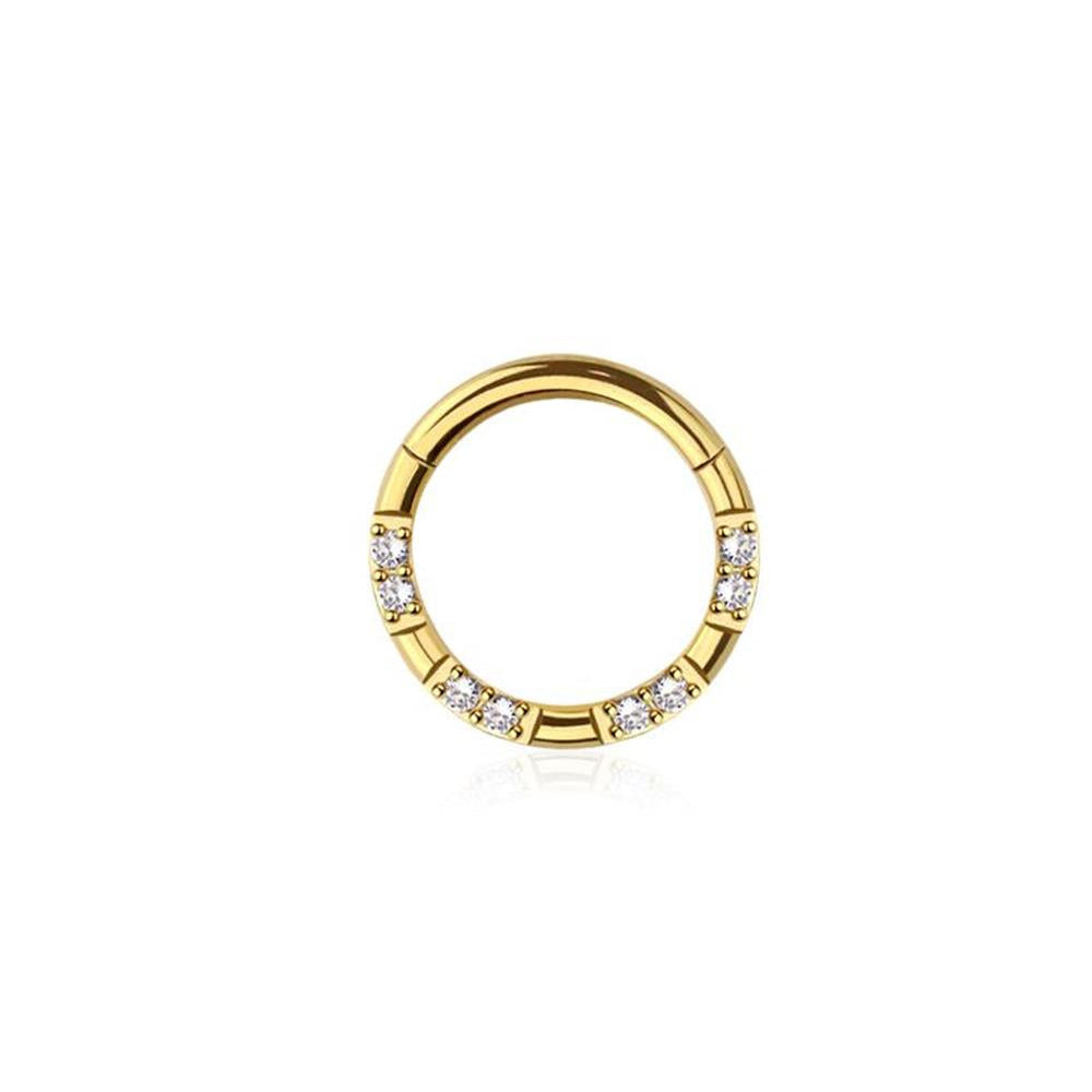 Premium Surgical Steel Alternating Crystal + Bar Hinged Segment Ring 16g