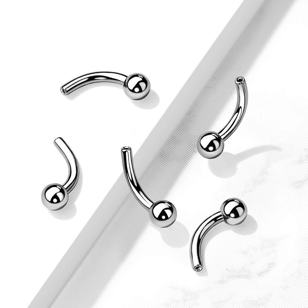 Threadless Fixed-Ball Curve Post $15 - 14g 6mm, 8mm, 10mm, 12mm