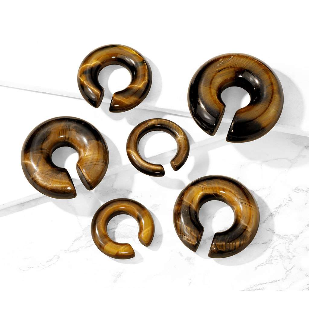 Tigers Eye Stone - Ear or Septum Hanger 2, 0, 00, 1-2, 9-16, 5-8