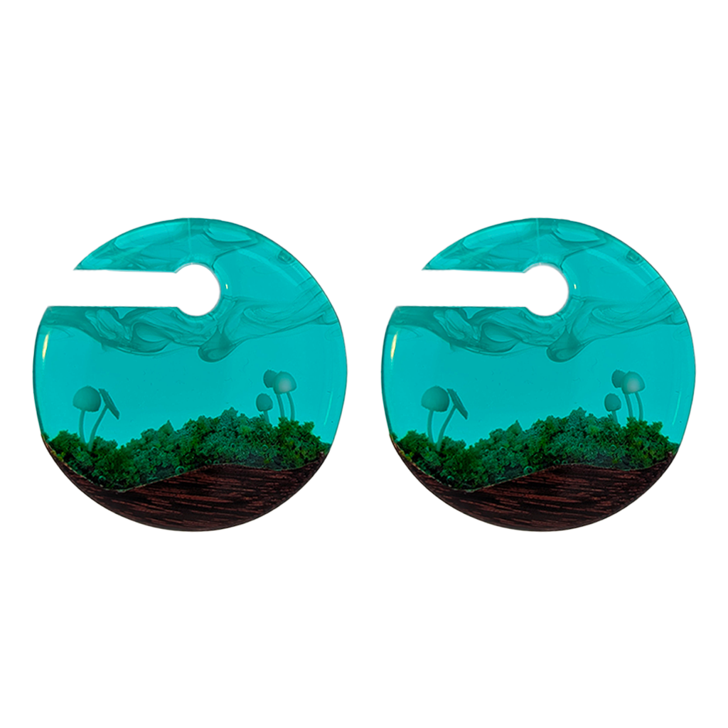 Wood and Epoxy Mushroom Forest Ear Weights 00g