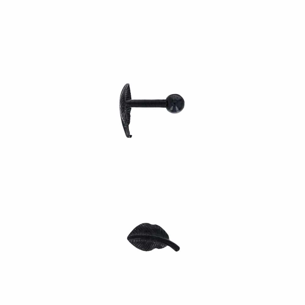 blackline-titanium-stud-earring-helix-cartilage-tragus-lobe-ear-feather-leaf-leaves