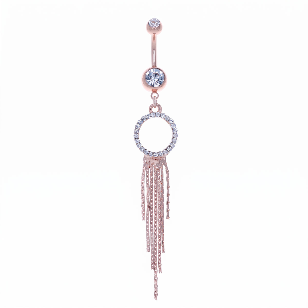 Pavé Crystal Circle + Chains Belly Dangle 14g