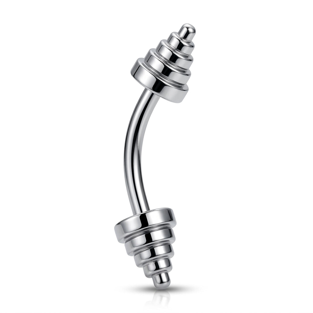 cvbb-curved-barbell-14g-surgical-steel-lip-helix-daith-eyebrow-vertical-vch-navel-nipple-five-tired-spike