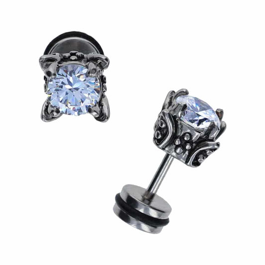 fakers-cheaters-earrings-mens-womens-stud-surgical-steel-claw-set-nordic-flower-style