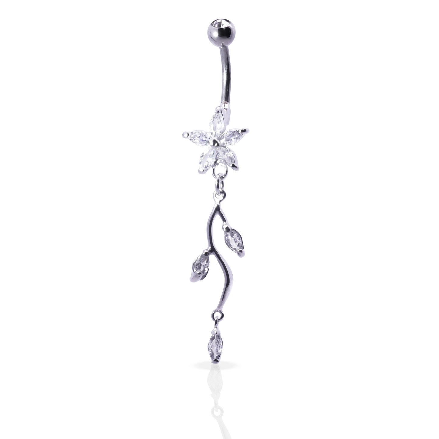 Forest Flower Dangle Belly Button Piercing - Surgical Steel