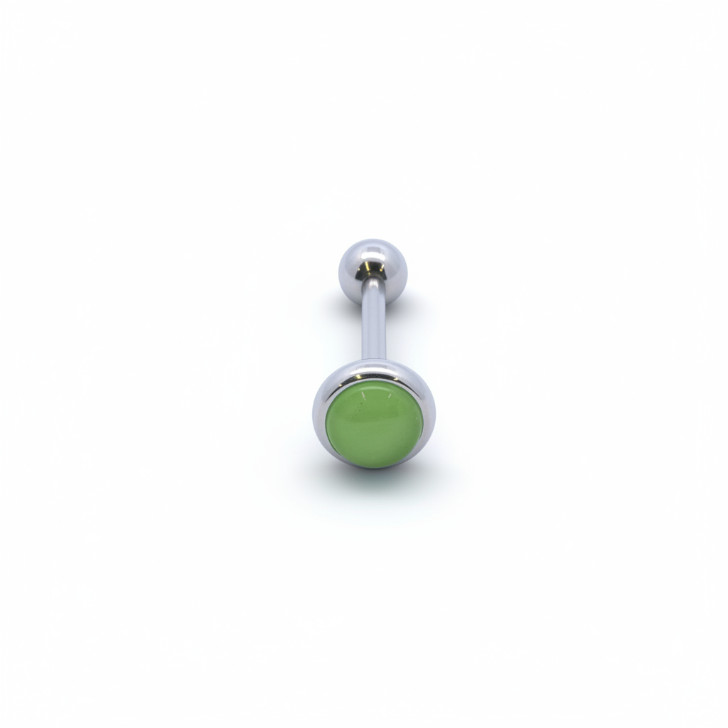 Premium Moonstone Bezel-set Tongue Barbell 14g
