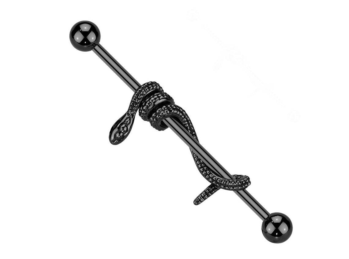PREMIUM Twisted Snake Industrial Barbell 14g