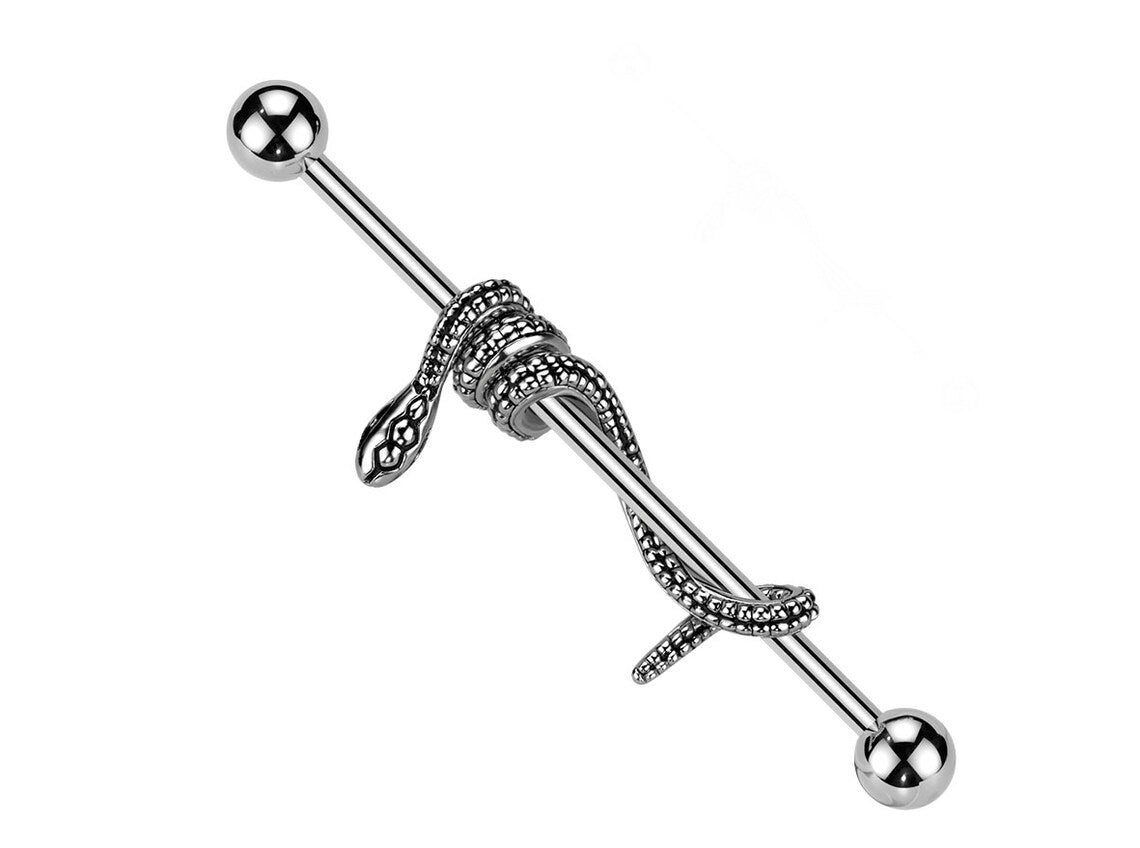 PREMIUM Twisted Snake Industrial Barbell 14g