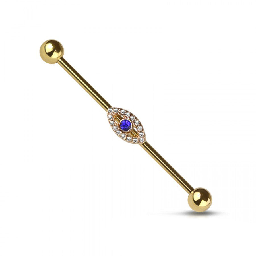Blue Oval Halo Industrial Barbell 14g