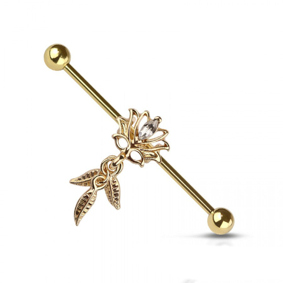 Garden Bloom Dangle Industrial Barbell 14g