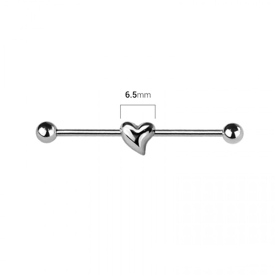 Minimalist Heart Industrial Barbell 14g