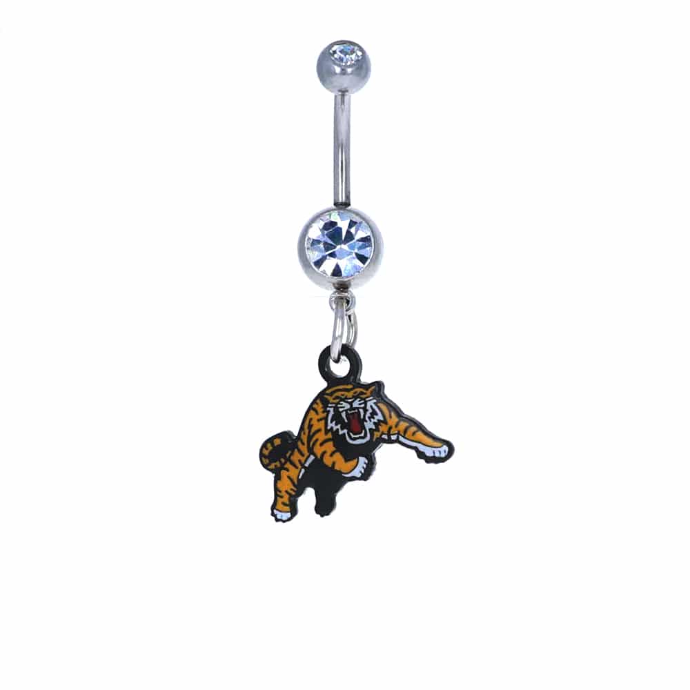 navel-belly-stud-curved-barbell-dangle-tassel-surgical-steel-cfl-hamilton-tiger-cats