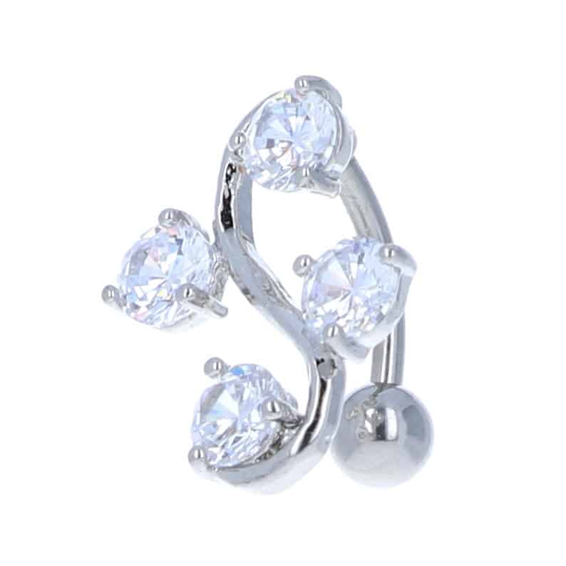 navel-belly-stud-curved-barbell-inverted-top-hanging-surgical-steel-rose-gold-plated-titanium-fancy-four-jewel-s-steel