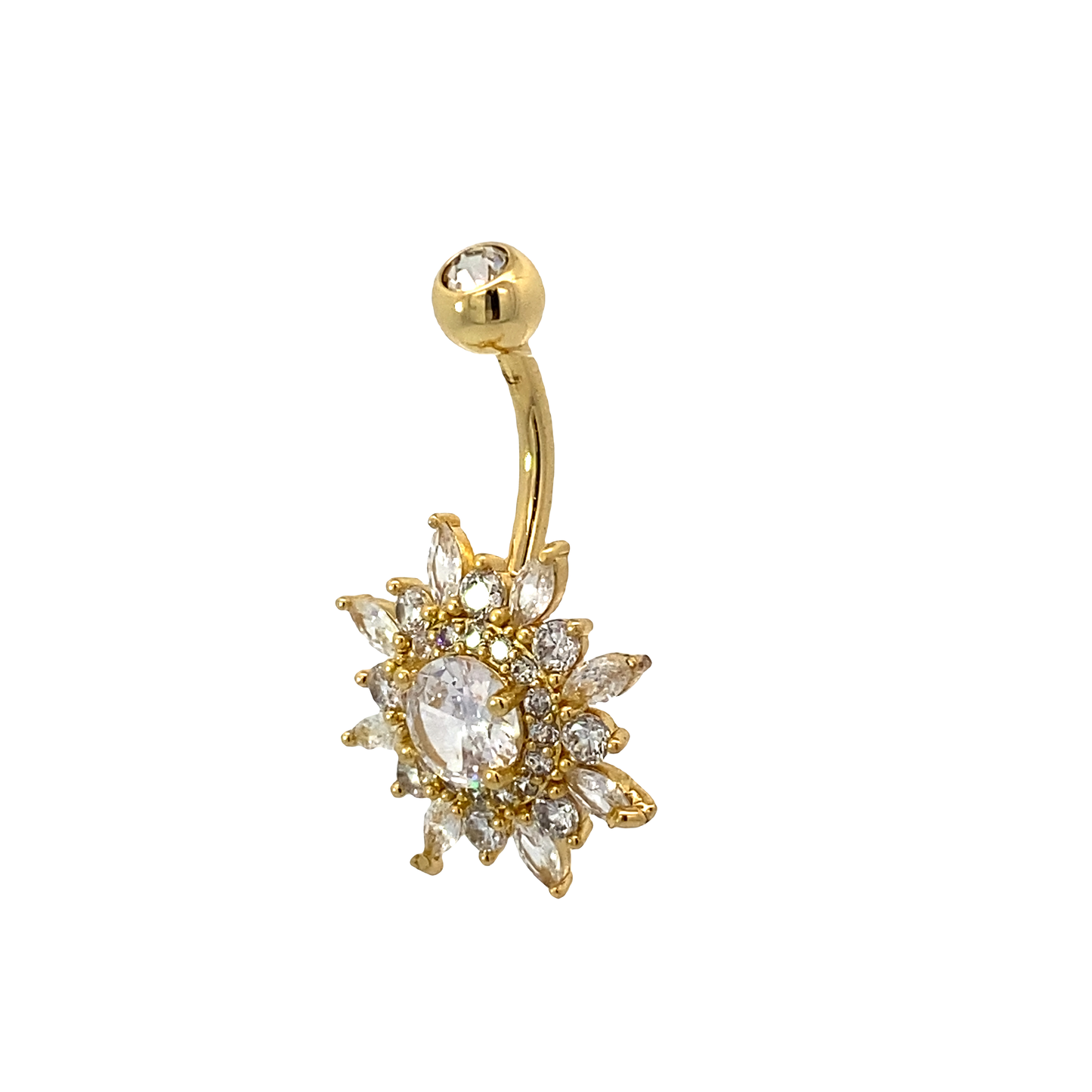 Sunburst Crystal Belly Button Ring 14g