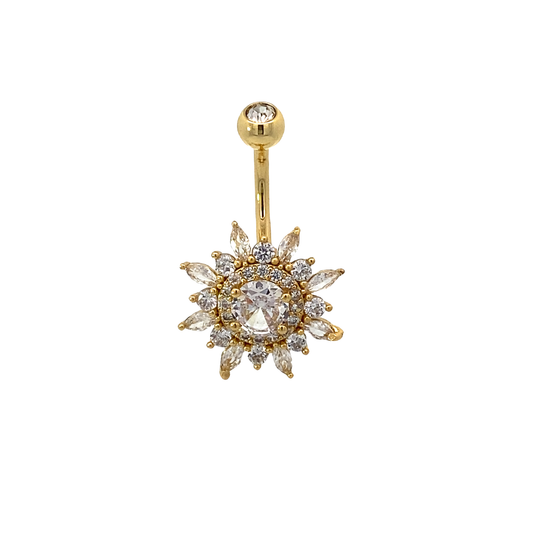 Sunburst Crystal Belly Button Ring
